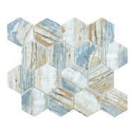 Soci Boho Blue Rustic Matte Glass Hexagon Mosaic SSA-1229