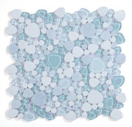NB3927 Crystal Ocean Glass and Stone Pebble Mosaic Tile