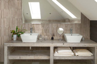 Home Series Honey 5 x 10 kitkat vanity backsplash tile install