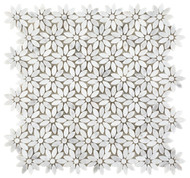 NB202 Wild Flower Carrara Marble Mosaic Tile