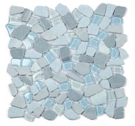 NB4422 Broken Pebble Deep Ocean Glass and Stone Mosaic Tile