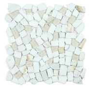 NBO1089 Broken Pebble Calacatta Gold Glass and Stone Mosaic Tile