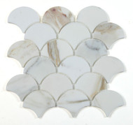 NB848 Fish Scale Calacatta Gold Polished Marble Mosaic