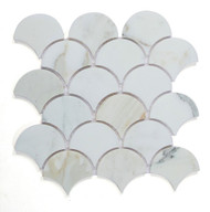 NB4086 Fish Scale Calacatta Gold Honed Marble Mosaic