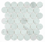 NB4445 Large Penny Round Carrara Honed Marble Mosaic