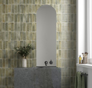 Equipe Raku Series Sage 2.5" x 8" Ceramic subway tile bathroom wall install