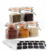 3.4 Ounce Mini Square Glass Spice Jar with Orange Flip-Top Gasket, Airtight Clear Storage Jars, with REUSABLE labels and Pen
