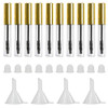 10Pcs 10ml Empty Mascara Tube and Wand, DIY Mascara Container with Cap, Eyelash Tubes Vials Bottle with Rubber Inserts and Funnels Kit for Castor Oil(Gold)