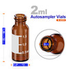 Autosampler Vials 2ml HPLC Vials 9-425 Amber Vials Lab Vials with Write-on Spot and Graduations,9mm Blue ABS Screw Sealed Cap with Red PTFE