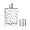 2pcs 100ml Square Grids Carved Perfume Bottles Clear Glass spray bottle Empty Refillable fine mist Atomizer Portable Travel Cologne Atomizers Fragrance Containers Sprayer for Party Home