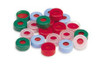 Cap, snap, red, clear PTFE/red silicone septa, 100/pk. Cap size: 11 mm