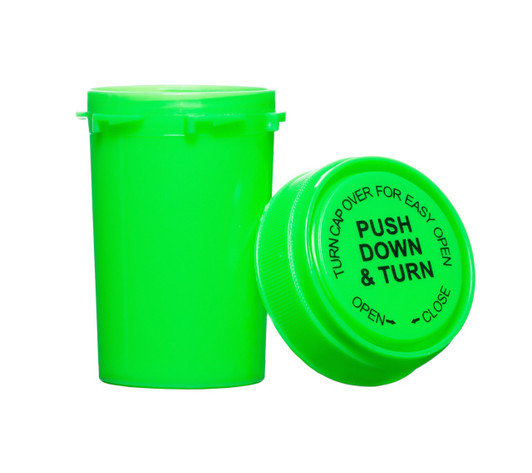 20 Dram Push & Turn Reverse Cap Bottles - 240/ Case - Green