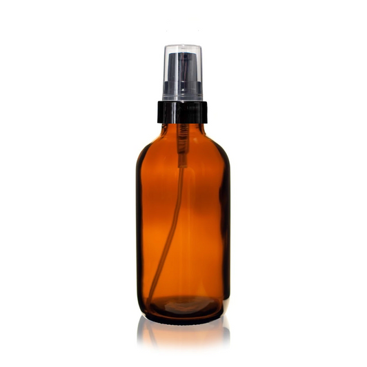 4 oz Amber Glass Bottle - w/ Black Treatment Pump