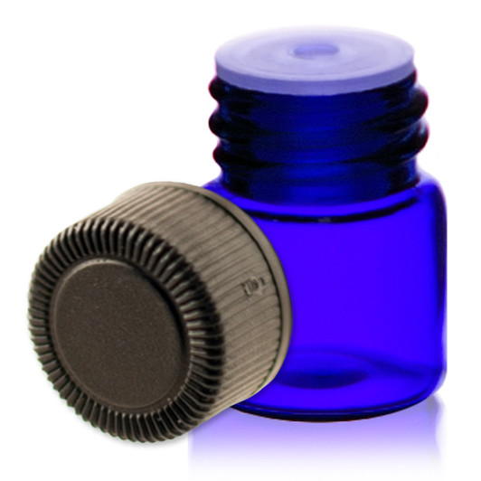 1/4 Dram Blue Glass Vial - w/Cap and Orifice Reducer