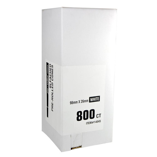 White Pre Rolled Cones 98mm x 26mm - 800 Count