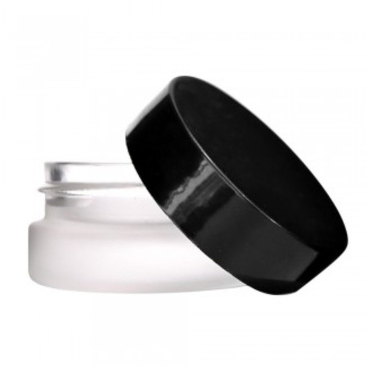 7ml Frosted concentrate glass jars s Wax rosin jars with Black smooth skirt lid