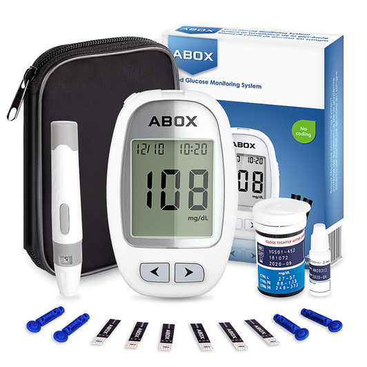 Blood Glucose Meter Kit, ABOX Glucose Monitoring Kit Diabetes Testing Kit with 25 Test Strips, 25 Lancets and Everything You Need to Test Blood Sugar Level