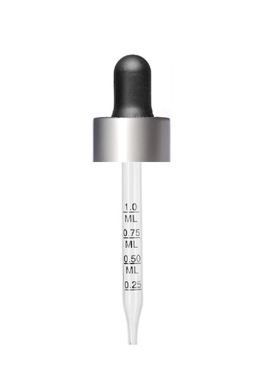 20-400 Black Silver  Calibrated Dropper fits 1 oz Boston Round Bottles