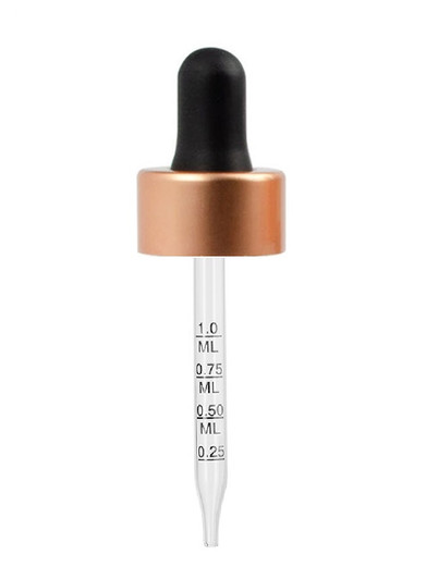 20-400 Black / Rose Gold Calibrated Dropper fits 1 oz Boston Round Bottles