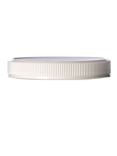 White PP 70-400 ribbed skirt lid with foam liner