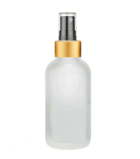 1 oz Frosted Glass Bottle w/ Black-Gold Fine Mist Sprayer