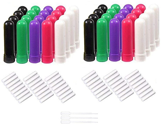 50 Pcs, Multi-Color Essential Oil Aromatherapy Blank Nasal Inhaler Tubes