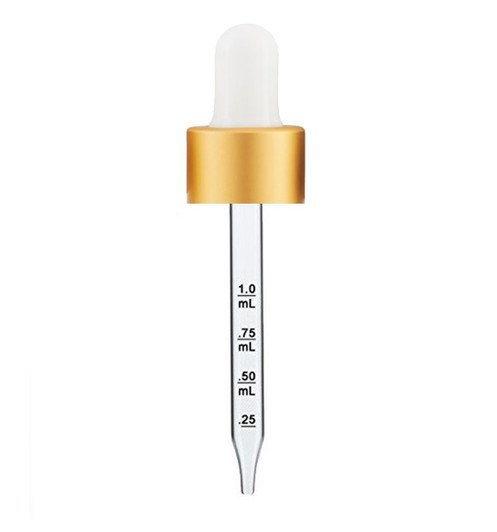 1 oz White /Matte Gold Calibrated Glass Dropper