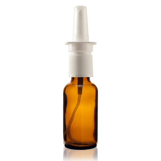 1 oz AMBER Boston Round Glass Bottle - w/ Nasal Inhaler