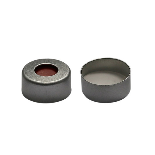 Crimp Top 11mm Silver Aluminum Vial Cap with Red PTFE/White Silicone Septa - Pack of 300