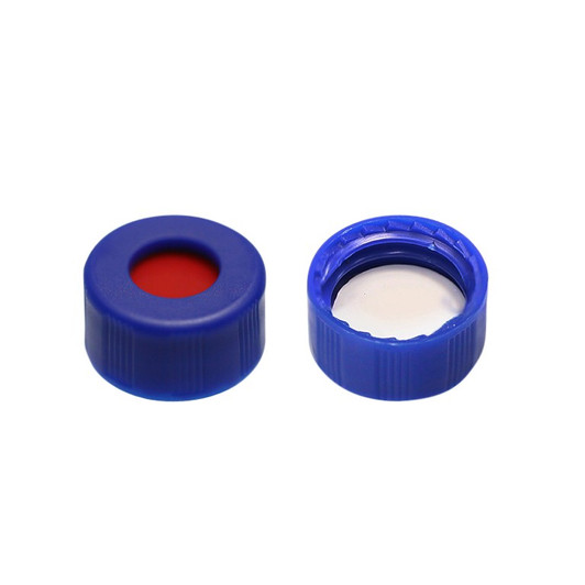 Snap Top 11mm Blue Plastic Vial Cap with Red PTFE/White Silicone Septa - Pack of 300