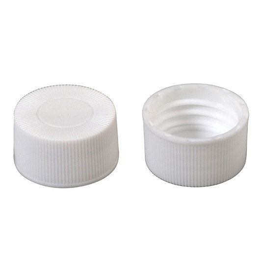 Screw Top 24mm White Plastic Closed Top Vial Cap - Pack of 500