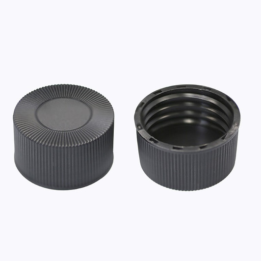 Screw Top 24mm Black Plastic Closed Top Vial Cap - Pack of 500