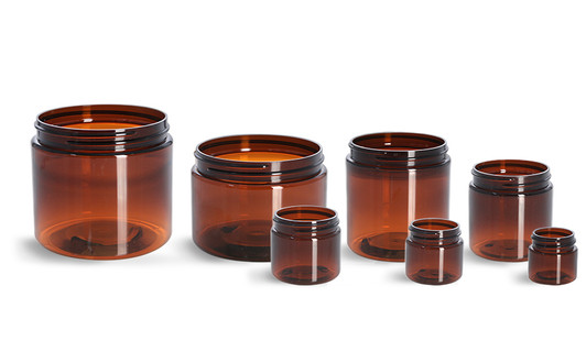 8 oz amber PET plastic single wall jar with 70-400 neck finish - Case of 320