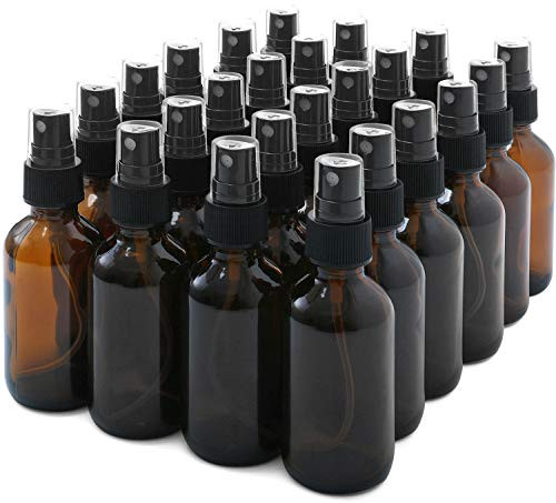 Glass Spray Bottles,  24 Pack 2oz Amber Glass Spray Bottle Set Fit for Essential Oils - Cleaning Products - Aromatherapy