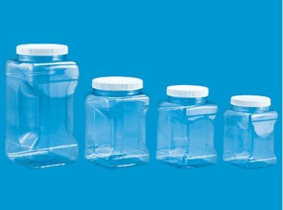 Clear Food Grade PET Plastic Grip Storage 5-Jar Assorted Variety Set w/Caps