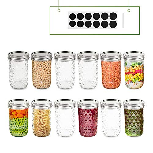 8 oz Regular Mouth Mason Jars with Lids and Bands-Set of 12