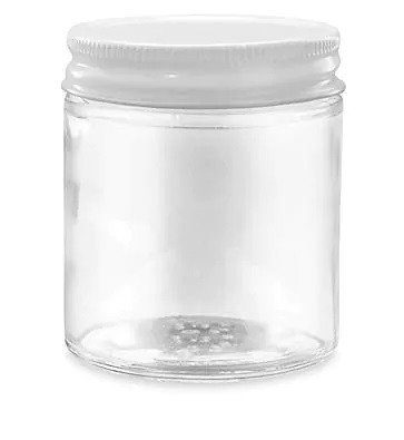 Straight-Sided Glass Jars - 4 oz, White Metal Lid - 24/case
