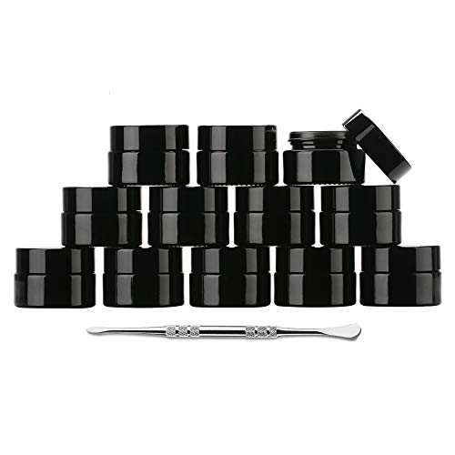 UV Protection Small Glass Jars With Lids Reusable 5ml 10ml 20ml Black Food Glass Bottle Mini Airtight Container For Herb Oil Salve Cream leaf Storage 1 Wax Carving Tools (black, 10ml)