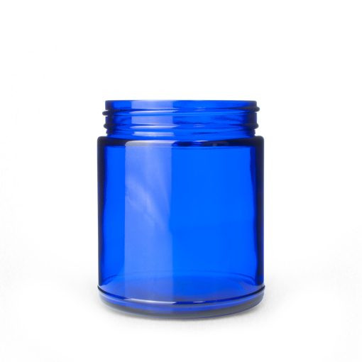 9 oz 70-400 Glass Cobalt Blue Straight Sided Round Jar - 225 Count