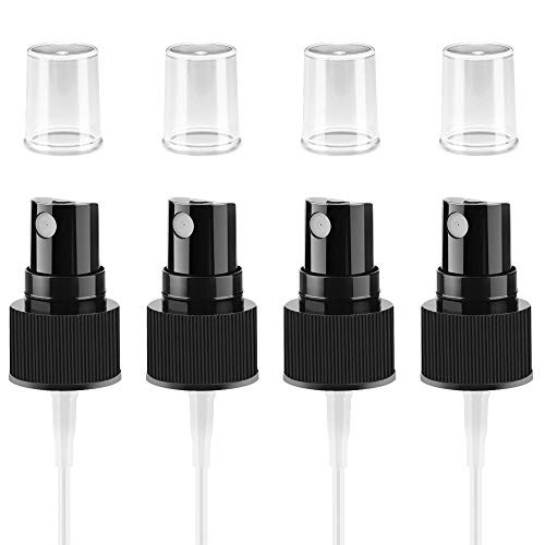 ULG Black Fine Mist Sprayer 20/400 Neck Fine Mist Sprayer Caps Replacement Pump Top with Lid for Cosmetic Essential Oil Bottles 4 Pieces