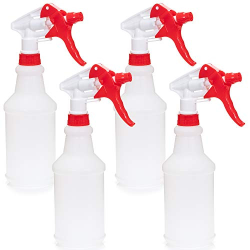 Empty Cleaning Spray Bottle (4 Pack, 16 Oz) Cleaning Solutions, Leakproof, Heavy Duty, Commercial, Household Use, Adjustable Nozzle, Plant Mister, Small/Medium size