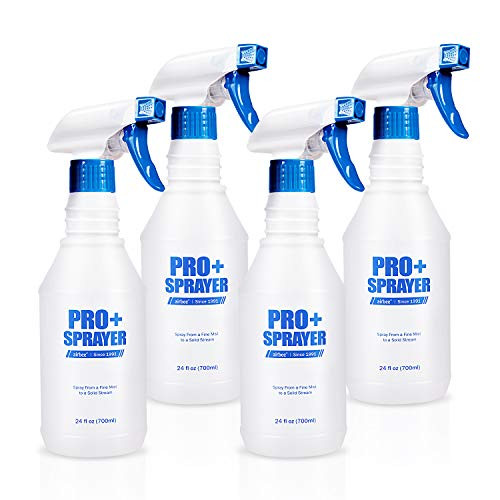 Airbee Plastic Spray Bottle (4 Pack, 24 Oz), Commercial Household Empty Water Sprayer Cleaning Solutions, No Leak and Clog for Planting Pet with Adjustable Nozzle and Measurements