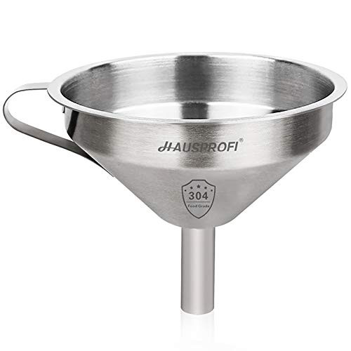 Stainless Steel Funnel, 11cm 304 Stainless Steel Kitchen Funnel with Removal Stainless Steel Strainer Food Filter Strainer for Transferring Liquids, Oil (4.3 inches)