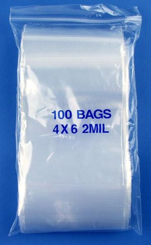 4" x 6", 2 Mil Clear Zip Lock Bags