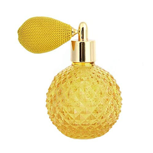 1pcs 100ml Vintage Perfume Bottle Short Spray Atomizer Refillable Empty Glass (Yellow)