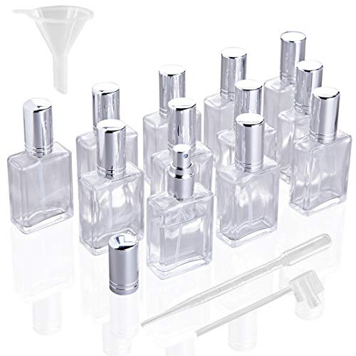 12pcs Refillable Glass Atomizer Spray Bottles with Funnels Pipettes Dispenser for Perfume,Fragrance,Lotion,Essential Oil