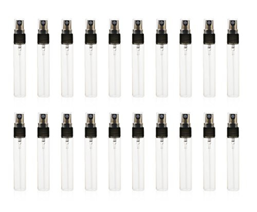 20 Pack Set 10ML Protable Refill Bulk Atomizer Spray Travel Perfume Bottle Hydrating Empty Bottle (Clear-Black)