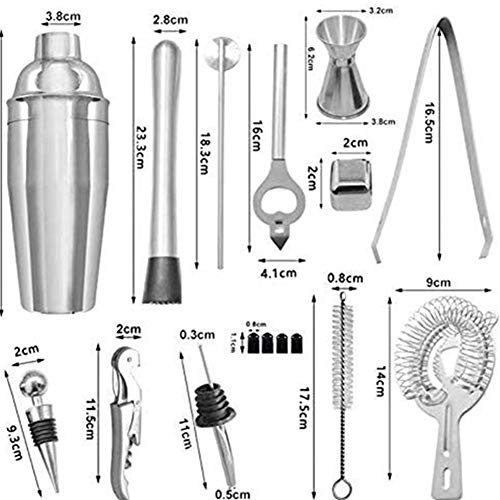 24-Piece Bartender Kit Cocktail Shaker Set with Espresso Bamboo Stand,Perfect Home Bartending Kit for an Awesome Drink Mixing Experience,Stainless Steel Bar Tools With Stand