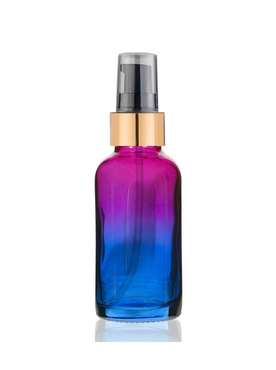 2 Oz Multi Fade Glass Bottle w/ Black-Matte Gold Treatment Pump