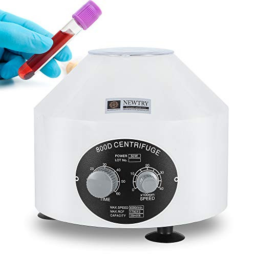 NEWTRY Electric Centrifuge Machine Desktop Lab Benchtop Centrifuges with Timer and Speed Control 4000rpm Capacity 20ml×6 (800D) (110V US Plug, 60HZ  )